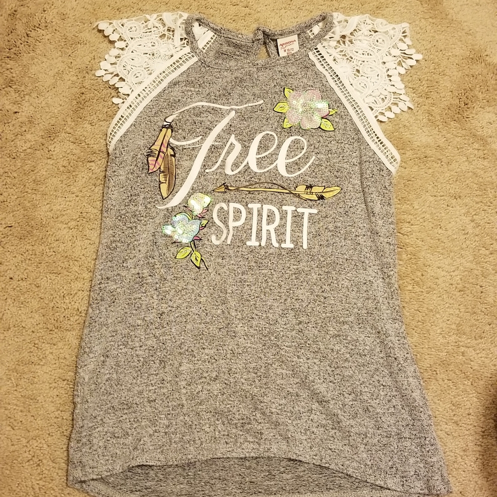 Girls size 10/12 tops: Mudd, red camel, Arizona